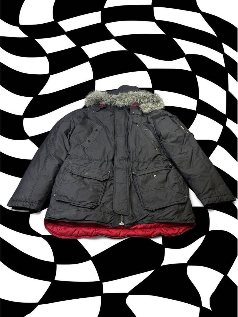 Vintage Triple Five Soul Black & Red puffer jacket with fur hood